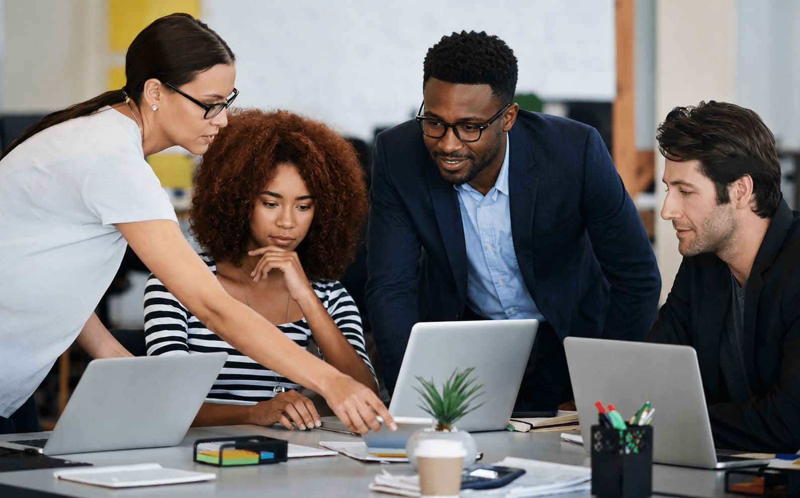business team collaborating around a table